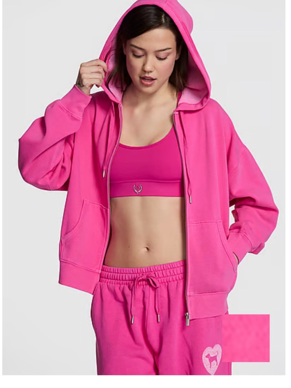 PINK Victoria's Secret Hot Pink Zip-Up Hoodie